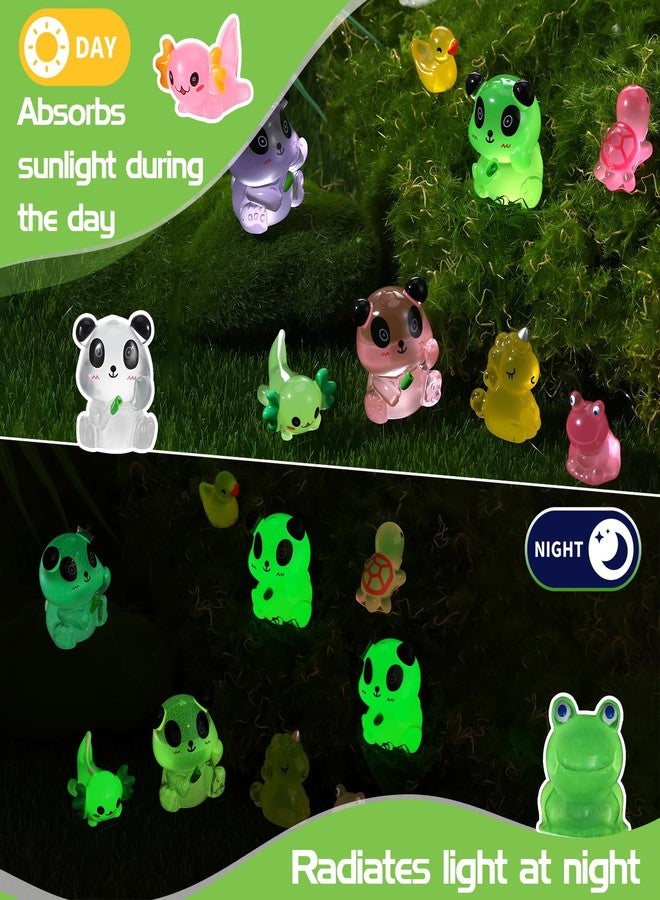 GGSTDDUP 126PCS Luminous Mini Resin Animals Glow in The Dark Duck Turtles Unicorn Frog Axolotl 5 Combination Sets for Garden Landscape Aquarium Potted Dollhouse - Image 3